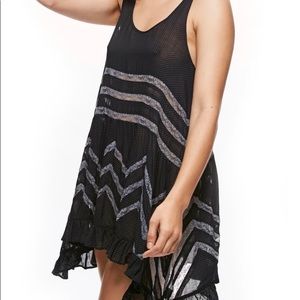 Free People Swift Lace Inset Tunic in Black